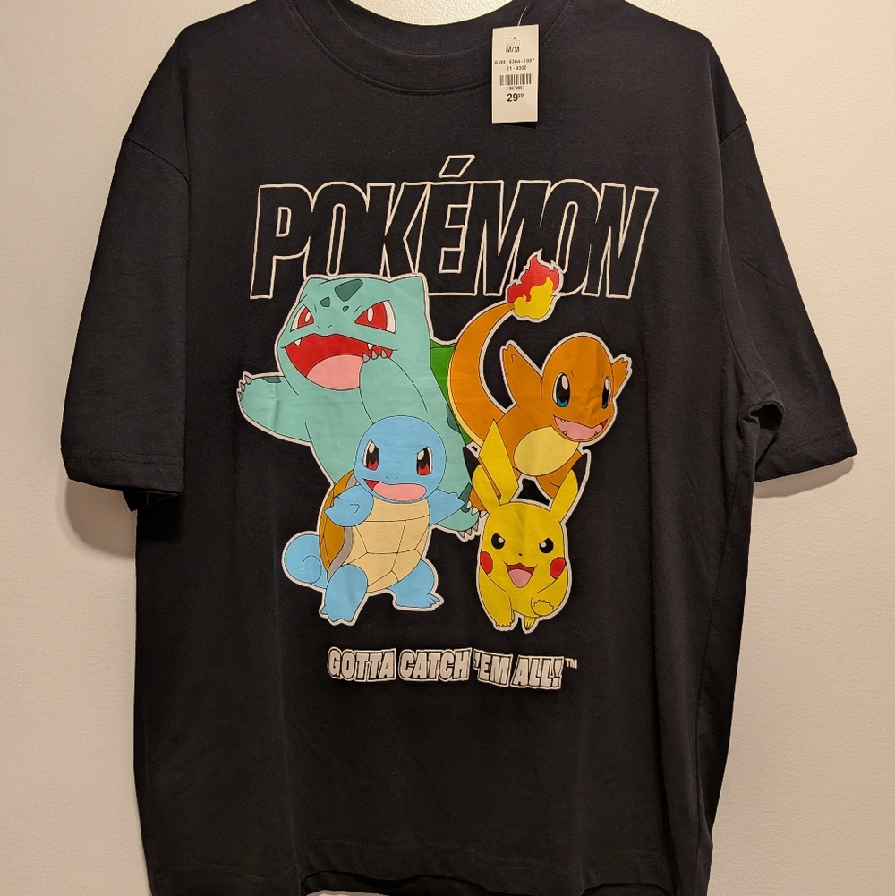 Pokemon Black Tee with Colorful Characters